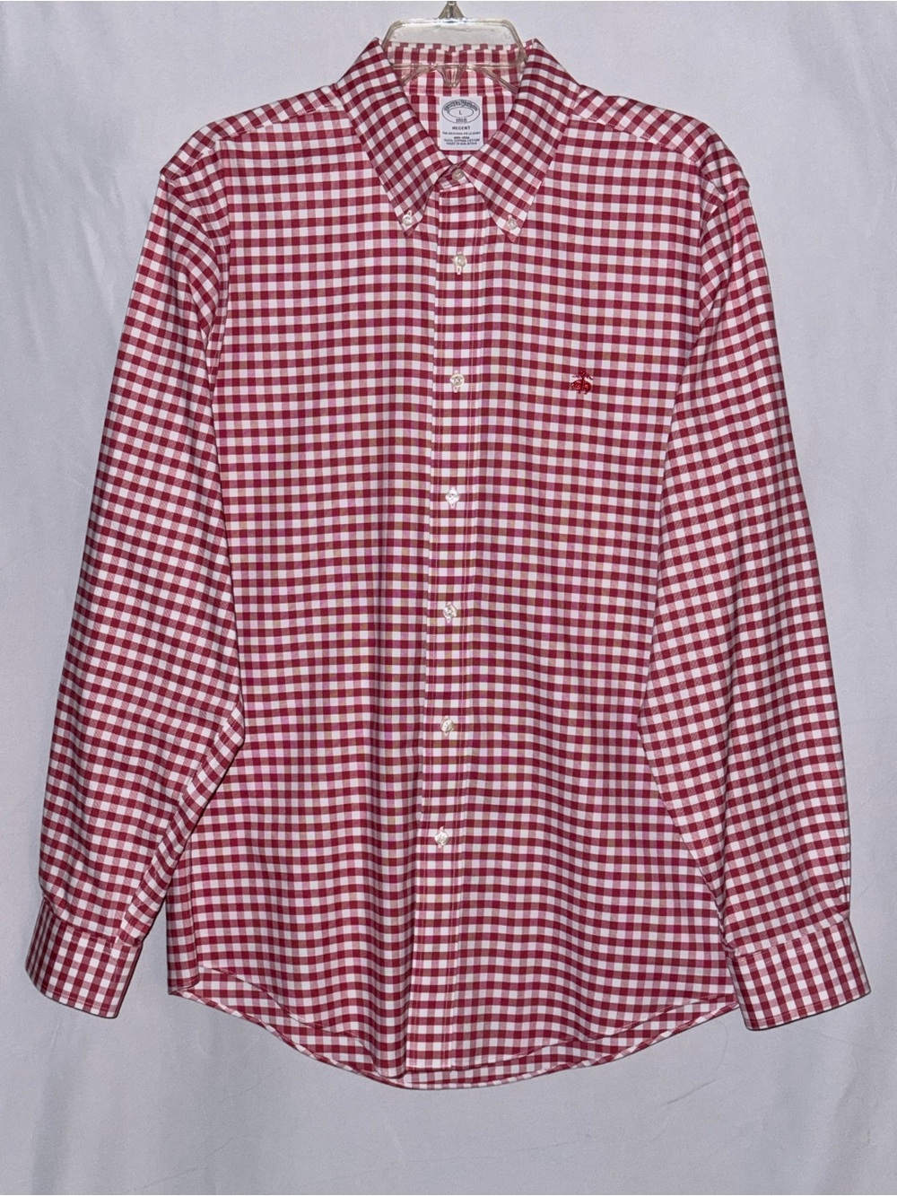 Brooks Brothers 1818 Regent Red and White Gingham Button-Down Shirt Size Large